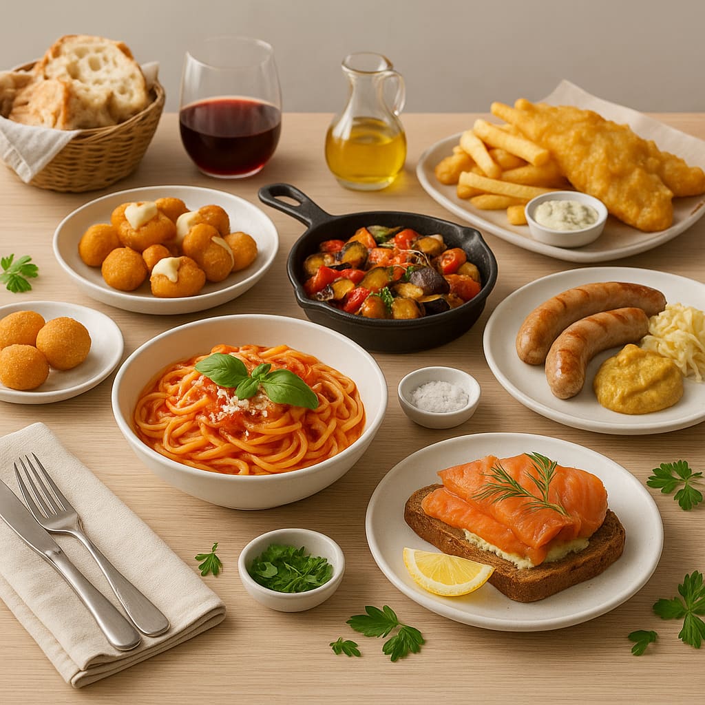 Europäische Gerichte auf Tellern